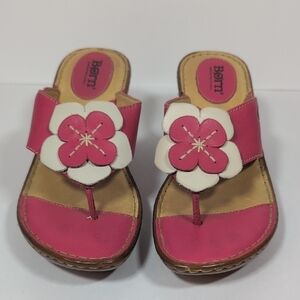 Born Women's Pink and White Floral Sandals Size 7